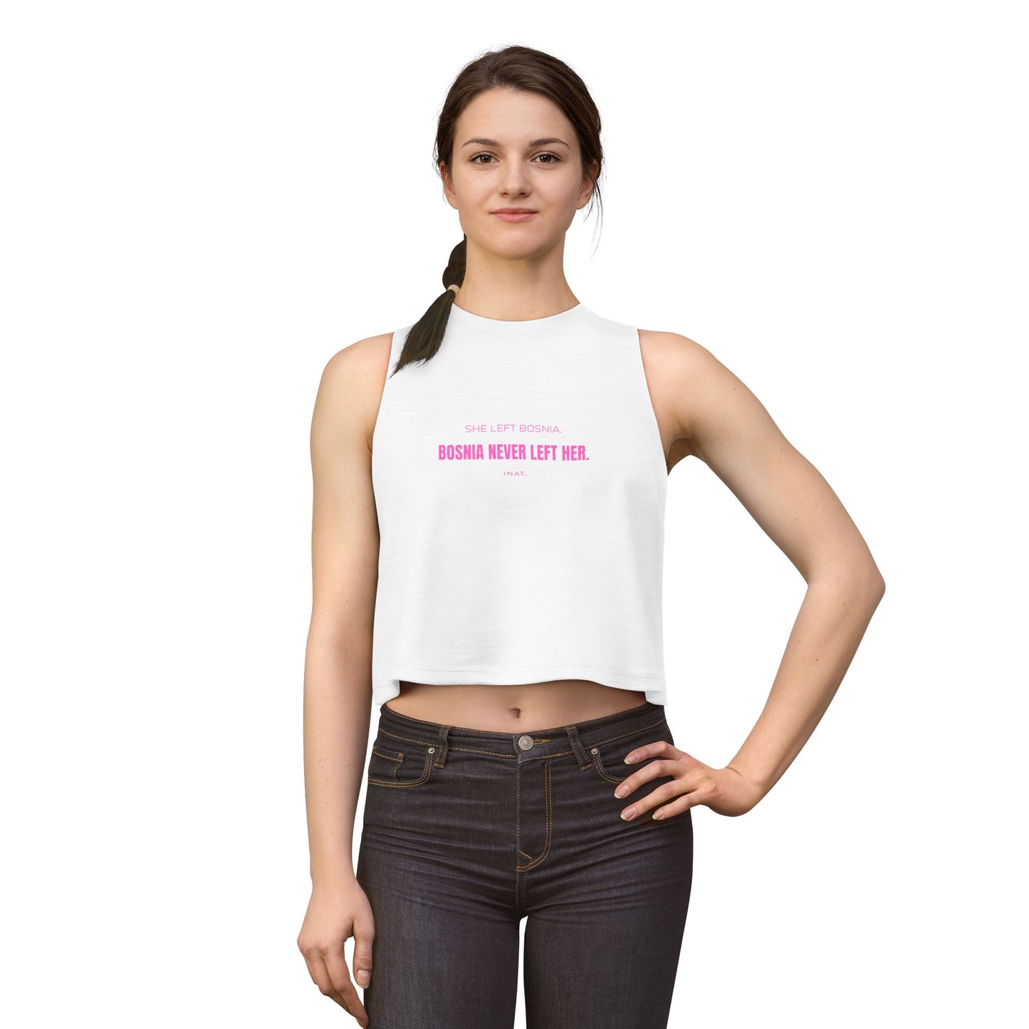 'Bosnia Never Left Her'Graphic Crop Top