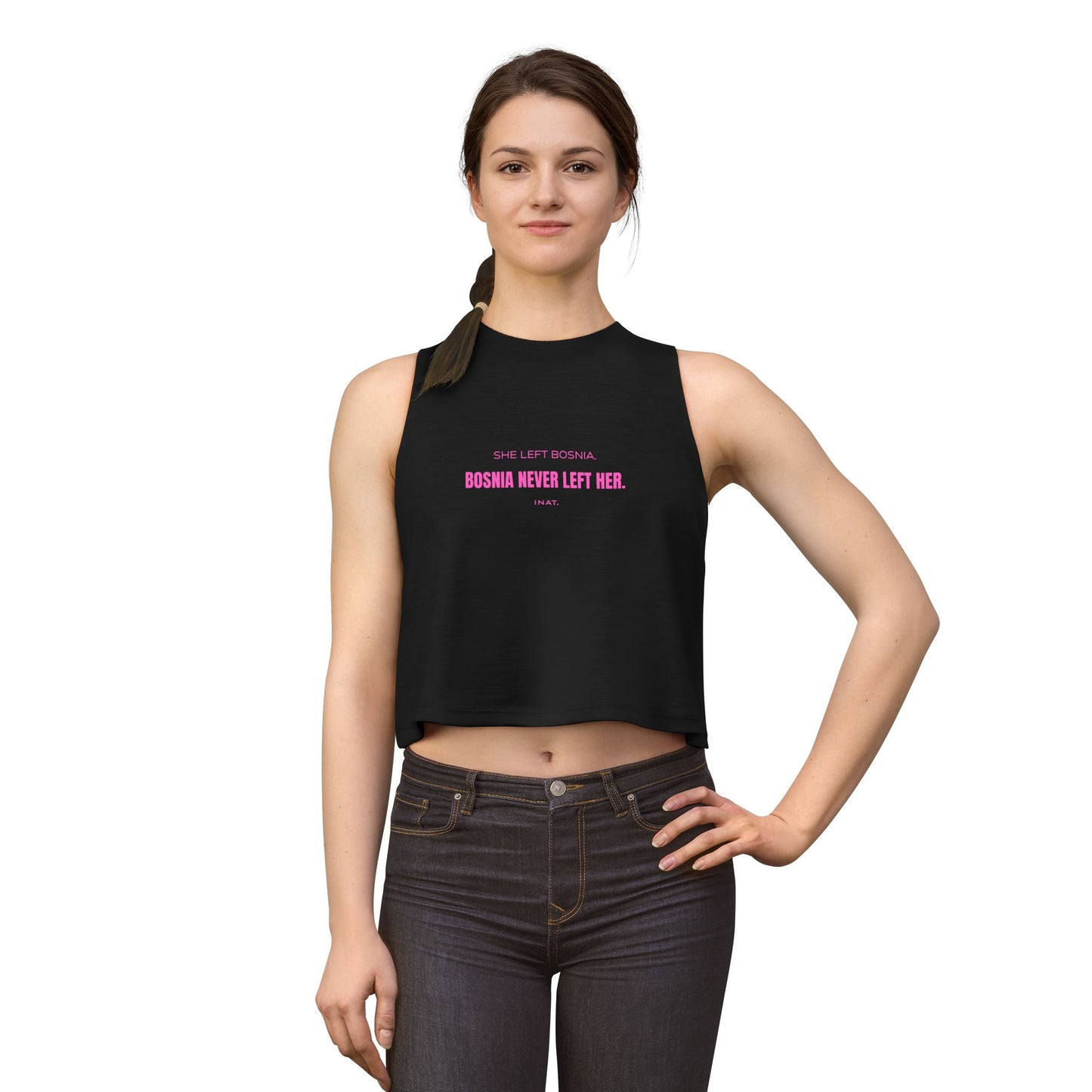 'Bosnia Never Left Her'Graphic Crop Top
