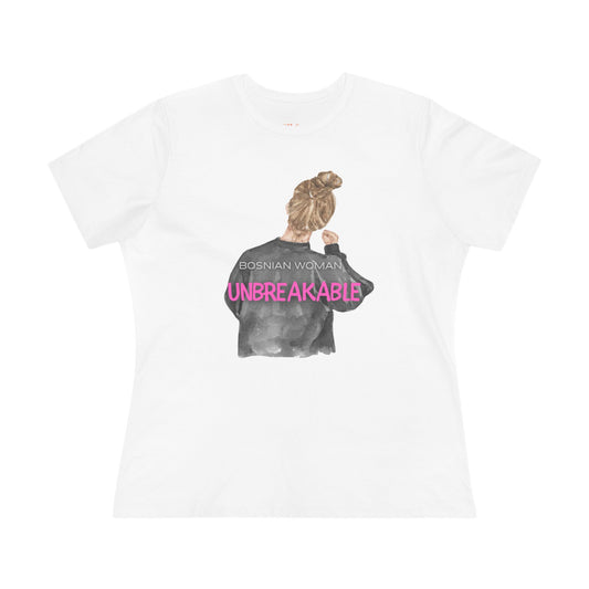 Unbreakable Women's Tee – Pink Script Biker Jacket Graphic