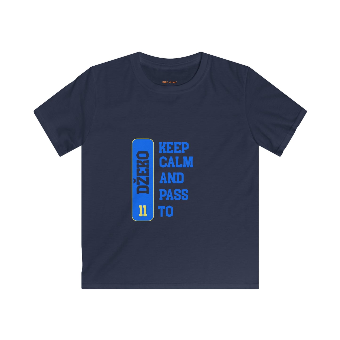 Kids Tee — "Keep Calm and Pass to 11" Blue Graphic Soccer Shirt