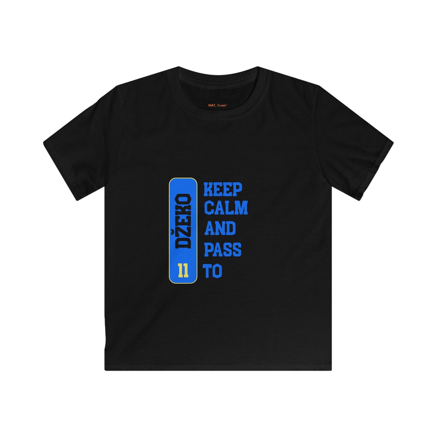Kids Tee — "Keep Calm and Pass to 11" Blue Graphic Soccer Shirt